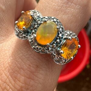 Solid sterling genuine fire opal-flashy